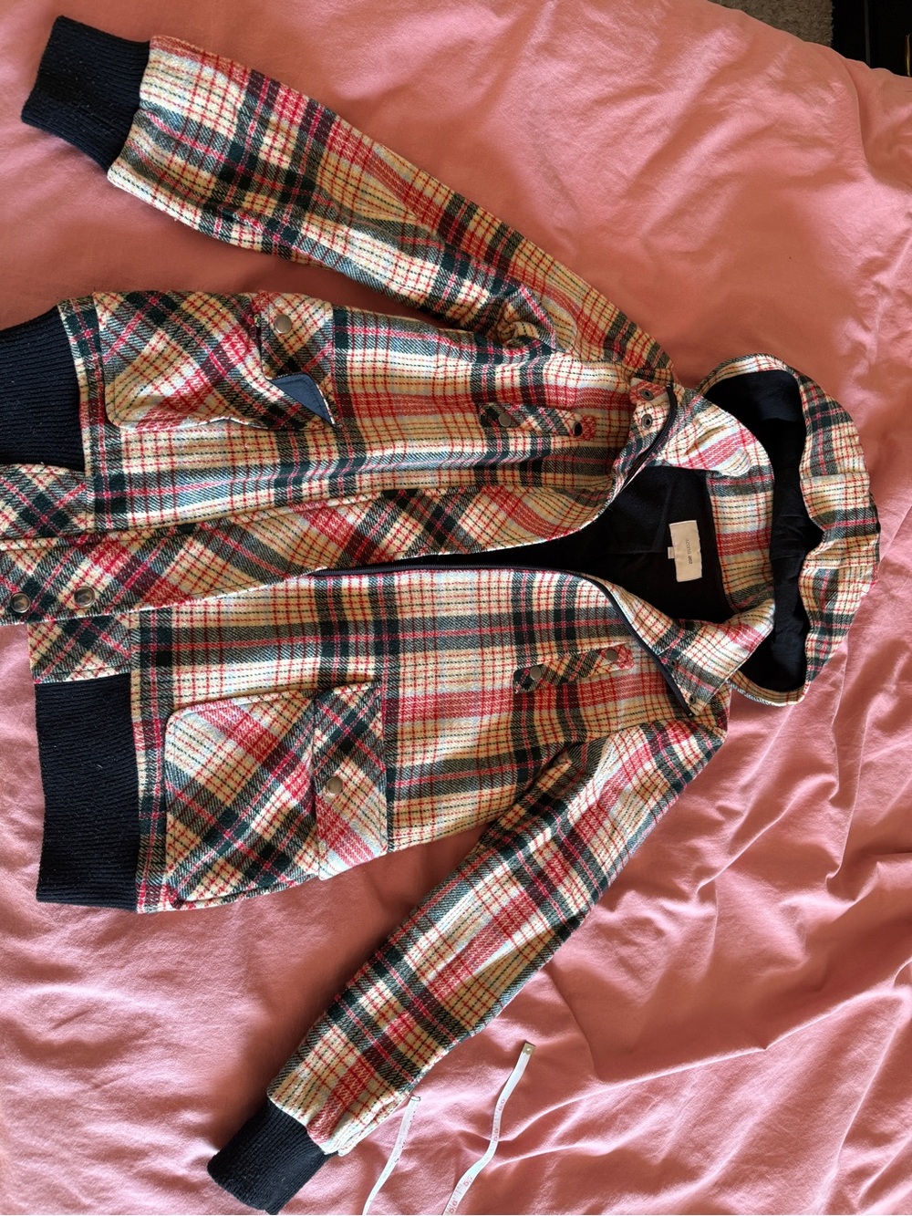 Women Hooded wool Jacket — plaid